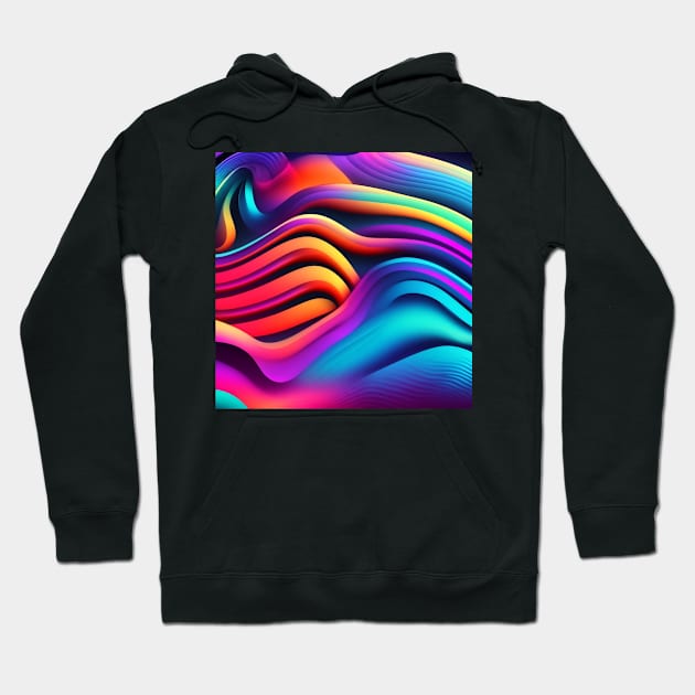 HORIZONTAL PATTERN OF MULTICOLORED WAVES, NEON COLOR, Hoodie by ZARBIT